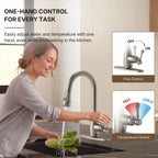 Dual-Function Single-Handle Pull-Down Kitchen Faucet with Deck Plate LP08812-CF- Brushed Nickel