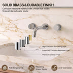 Wall Mounted Bathroom Faucet 3 Hole,2-Handle Bathroom Sink Faucet with Drain Assembly, Chrome LP001012-YS - Chrome