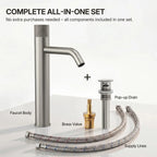 Single Hole Bathroom Vessel Faucet, Single Handle Bathroom Vessel Sink Faucet with Drain Assembly LP0229983-YS - Brushed Nickel