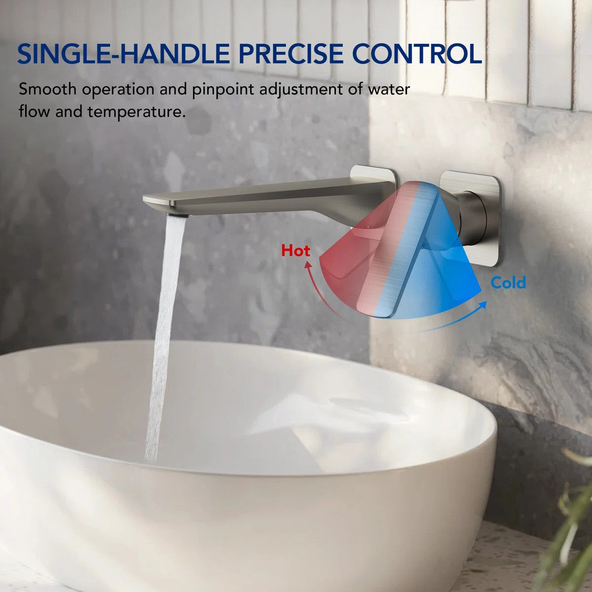 Wall Mounted Bathroom Faucet, Single-handle Bathroom Sink Faucet with Drain Assembly LP2299882-YS - Brushed Nickel