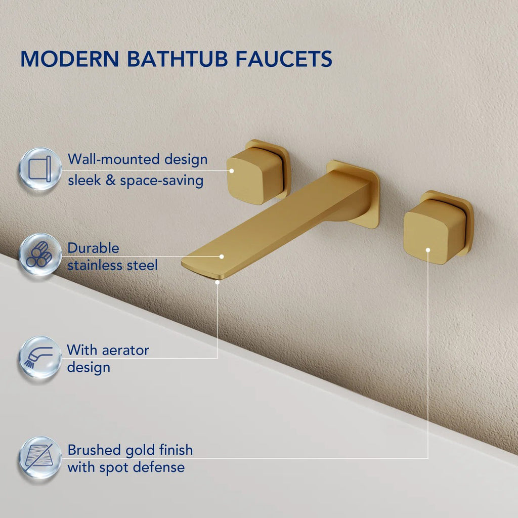 2-Handle Wall Mounted Roman Tub Faucet with Rough-In Valve LP077810-YG - Brushed Gold