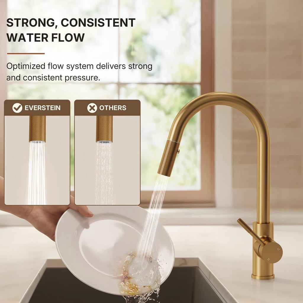 Dual Function Pull-Down Kitchen Faucet , Single Handle Sink Faucet LP013321-CF - Brushed Gold
