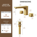 Widespread Bathroom Faucet 3 Hole, 2-handle Bathroom Sink Faucet with Drain Assembly LP088903-CF - Brushed Gold
