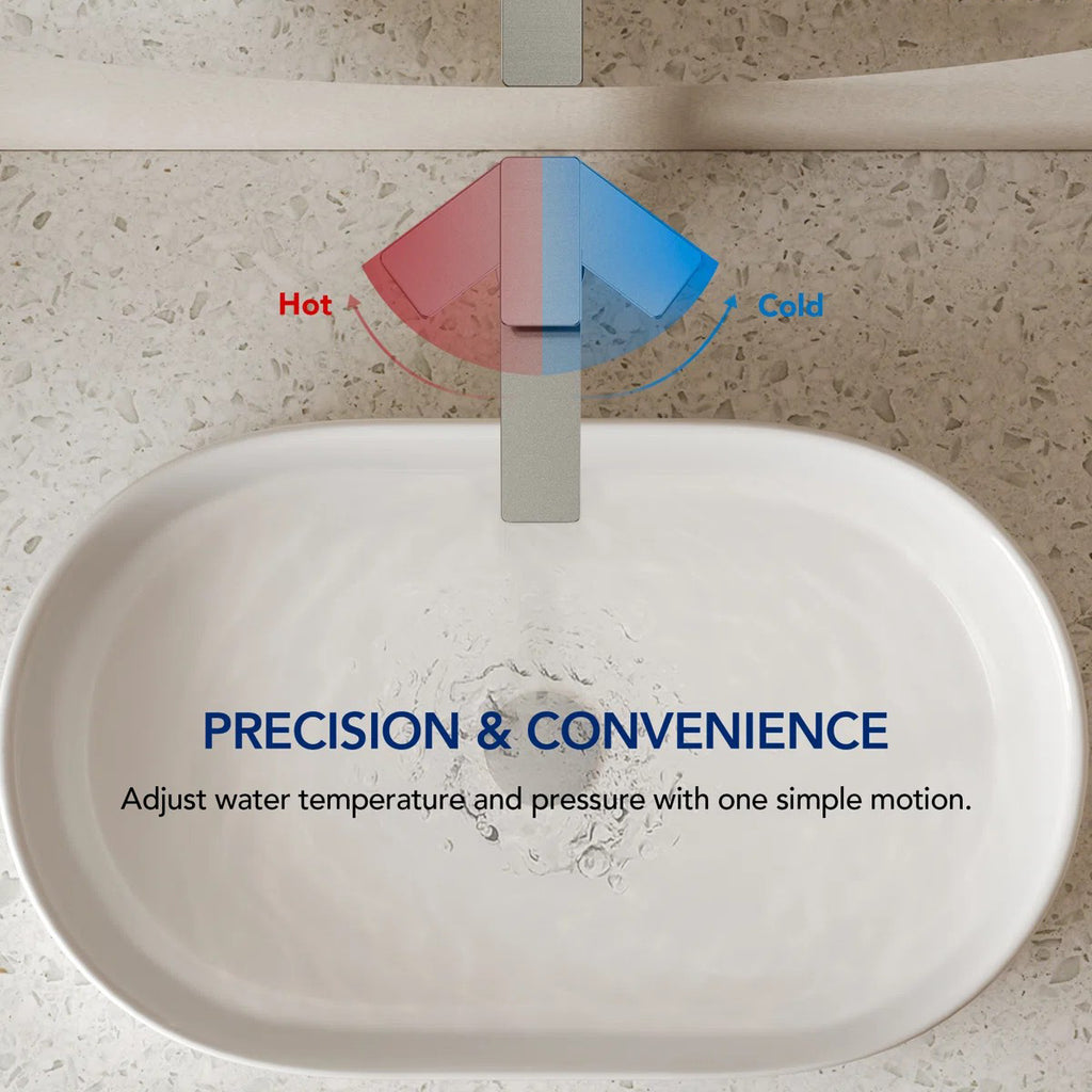 Single Hole Vessel Bathroom Faucet, Single Handle Bathroom Sink Faucet with Drain Assembly LP0096-YS - Brushed Nickel