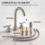 Widespread Bathroom Faucet 3 Hole, 2-Handle Bathroom Sink Faucet with Drain Assembly LP02009-YS - Brushed Nickel