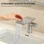 Single Hole Bathroom Faucet, Single-Handle Waterfall Sink Faucet with Drain Assembly LP0168-YS - Brushed Nickel