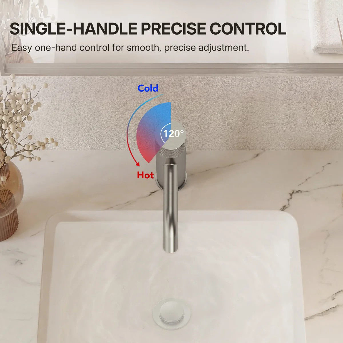 Single Hole Bathroom Faucet,Knob Single Handle Bathroom Sink Faucet with Drain Assembly LP0087-YS - Brushed Nickel