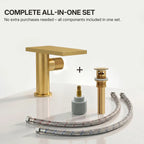 Single Hole Bathroom Faucet, Single-Handle Waterfall Sink Faucet with Drain Assembly LP023-YS - Brushed Gold