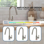 Pull Down Sprayer Kitchen Sink Faucet, Single Handle Kitchen Faucet with LED Light Base LP11992-CF - Brushed Nickel