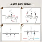 Widespread Bathroom Faucet 3 Hole, 2-handle Bathroom Sink Faucet with Drain Assembly LP01382330-YS - Brushed Nickel