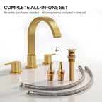 Widespread Bathroom Faucet 3 Hole, 2-handle Bathroom Sink Faucet with Drain Assembly LP00503-YS - Brushed Gold