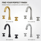 Widespread 3-Hole Bathroom Sink Faucet, 2-Handle Faucet with Wheel Knob Handles and Drain Assembly LP08100-YS - Brushed Nickel
