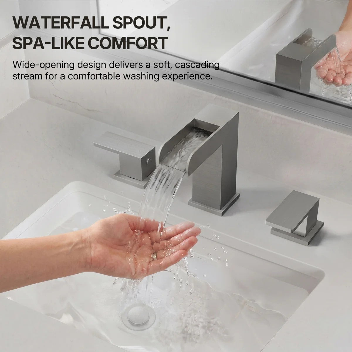 Widespread Bathroom Faucet 3 Hole, 2-Handle Bathroom Sink Faucet with Drain Assembly LP0220980-YS - Brushed Nickel