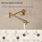 Wall Mount Pot Filler Faucet with Retractable Arm, 2-Handle Kitchen Faucet for Stove Use LP170-CF - Brushed Gold