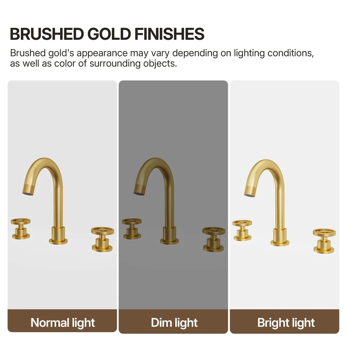 Widespread 3-Hole Bathroom Sink Faucet, 2-Handle Faucet with Wheel Knob Handles and Drain Assembly LP0916-YS - Brushed Gold