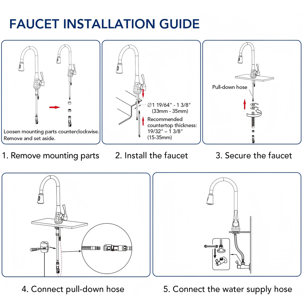 Pull Down Kitchen Sink Faucet, Single Handle Kitchen Faucet with Swivel Spout LP0776-CF - Brushed Gold