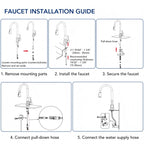 Pull Down Kitchen Sink Faucet, Single Handle Kitchen Faucet with Swivel Spout LP0776-CF - Brushed Gold
