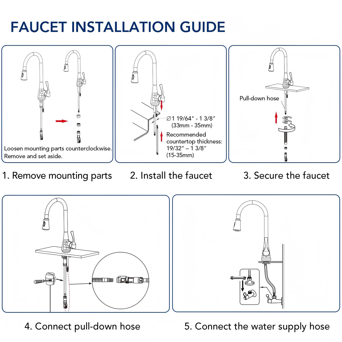 Pull Down Kitchen Sink Faucet, Single Handle Kitchen Faucet with Swivel Spout LP0776-CF - Brushed Gold