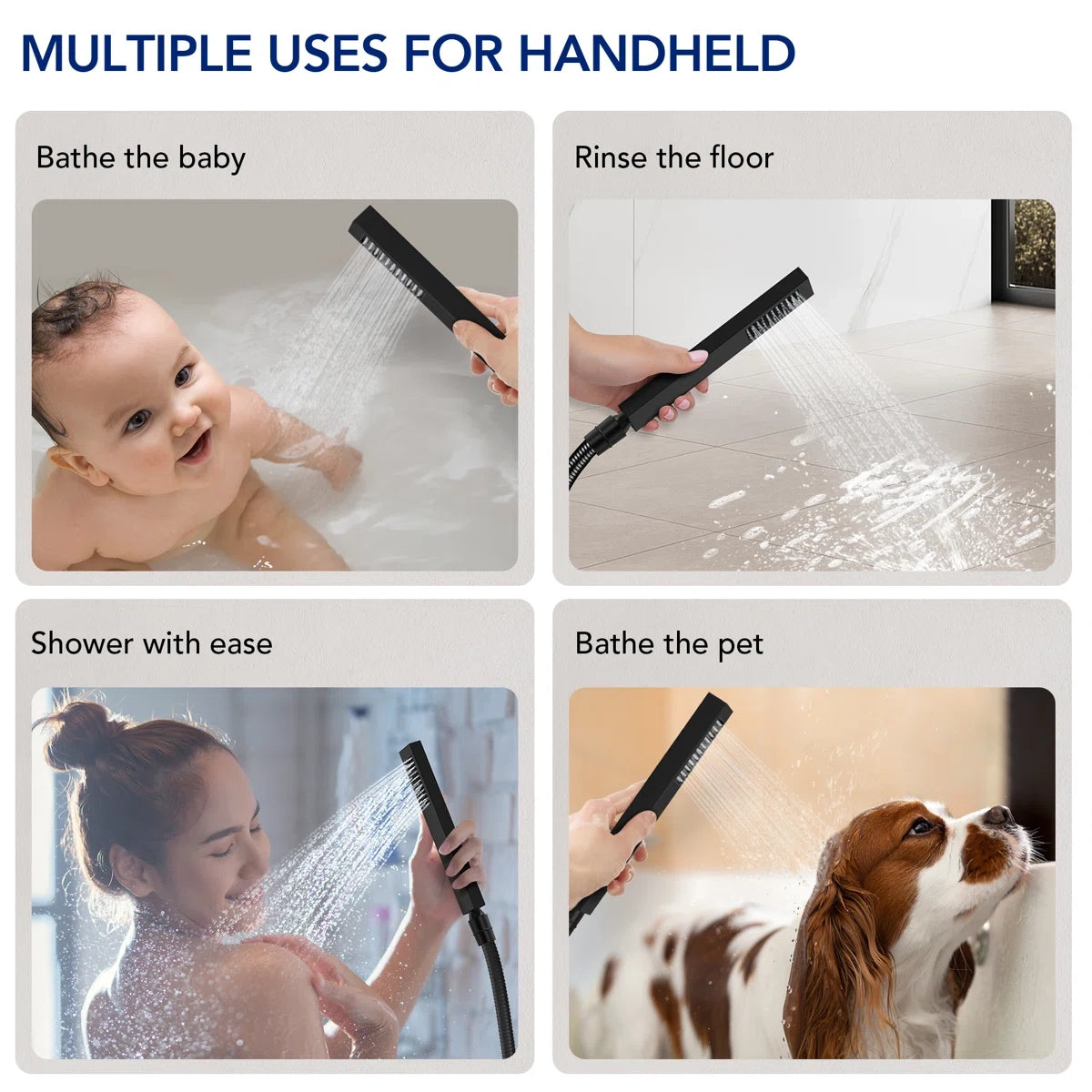 Ceiling Mount 12" High-Pressure Rainfall Shower Faucet, Dual Rainfall Shower Head System with Thermostatic Valve LP099-LY - Matte Black
