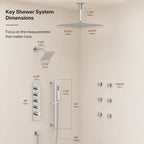 Ceiling Mount 16" High-Pressure Rainfall Shower Faucet, Dual Rainfall Shower Head System with Thermostatic Valve SFS-1031-CH16 - Chrome