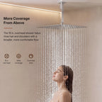Ceiling Mount 16" High-Pressure Rainfall Shower Faucet, Dual Rainfall Shower Head System with Thermostatic Valve SFS-1031-CH16 - Chrome