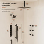 Ceiling Mount 16" High-Pressure Rainfall Shower Faucet, Dual Rainfall Shower Head System with Thermostatic Valve LP0213LY - Matte Black