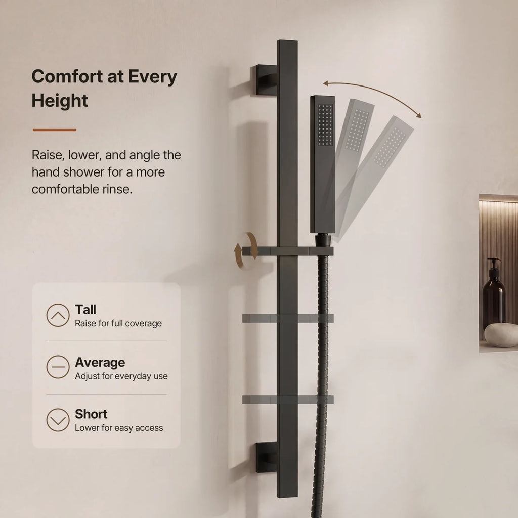 Ceiling Mount 16" High-Pressure Rainfall Shower Faucet, Dual Rainfall Shower Head System with Thermostatic Valve LP0213LY - Matte Black