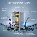 Ceiling Mount High-Pressure Rainfall Shower Faucet, Dual Showerheads System with Rough-in Valve, Handheld Shower LP03101-LY - Chrome