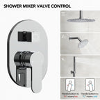 Ceiling Mount High-Pressure Rainfall Shower Faucet, Dual Showerheads System with Rough-in Valve, Handheld Shower LP03101-LY - Chrome