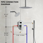 Ceiling Mount High-Pressure Rainfall Shower Faucet, Dual Showerheads System with Rough-in Valve, Handheld Shower LP03101-LY - Chrome