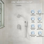 Ceiling Mount High-Pressure Rainfall Shower Faucet, Dual Showerheads System with Rough-in Valve, Handheld Shower LP06610-LY- Brushed Nickel