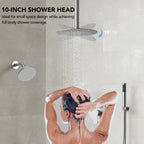 Ceiling Mount High-Pressure Rainfall Shower Faucet, Dual Showerheads System with Rough-in Valve, Handheld Shower LP06610-LY- Brushed Nickel