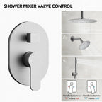 Ceiling Mount High-Pressure Rainfall Shower Faucet, Dual Showerheads System with Rough-in Valve, Handheld Shower LP06610-LY- Brushed Nickel