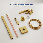 Freestanding Floor Mount Tub Filler Bathtub Faucet with Hand Shower LP1092-YG - Brushed Gold