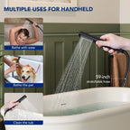 Freestanding Floor Mount Tub Filler Faucet with Handheld Shower LP301-YG - Matte Black