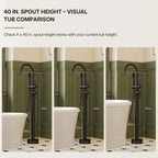 Freestanding Floor Mount Tub Filler Faucet with Handheld Shower LP301-YG - Matte Black