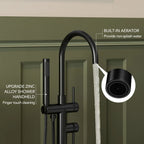 Freestanding Floor Mount Tub Filler Faucet with Handheld Shower LP301-YG - Matte Black