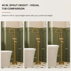 Freestanding Floor Mount Tub Filler Faucet with Handheld Shower LP1091-YG - Brushed Gold