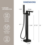 Freestanding Tub Filler Floor Mount Bathtub Faucet with Hand Shower SFS-1094-BK - Matte Black