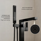 Freestanding Tub Filler Floor Mount Bathtub Faucet with Hand Shower SFS-1094-BK - Matte Black