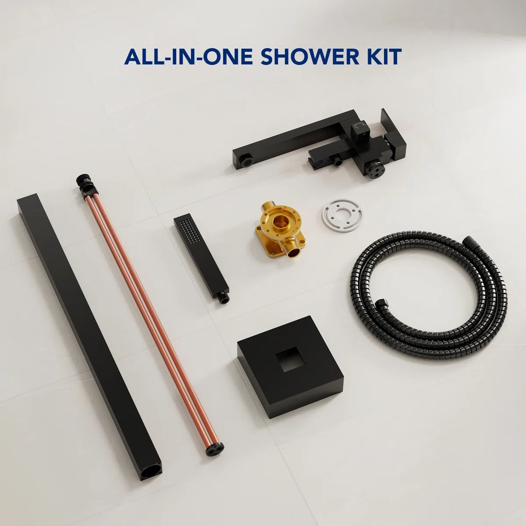 Freestanding Tub Filler Floor Mount Bathtub Faucet with Hand Shower SFS-1094-BK - Matte Black