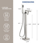 Freestanding Tub Filler Floor Mount Bathtub Faucet with Hand ShowerLP1093-YG - Brushed Nickel