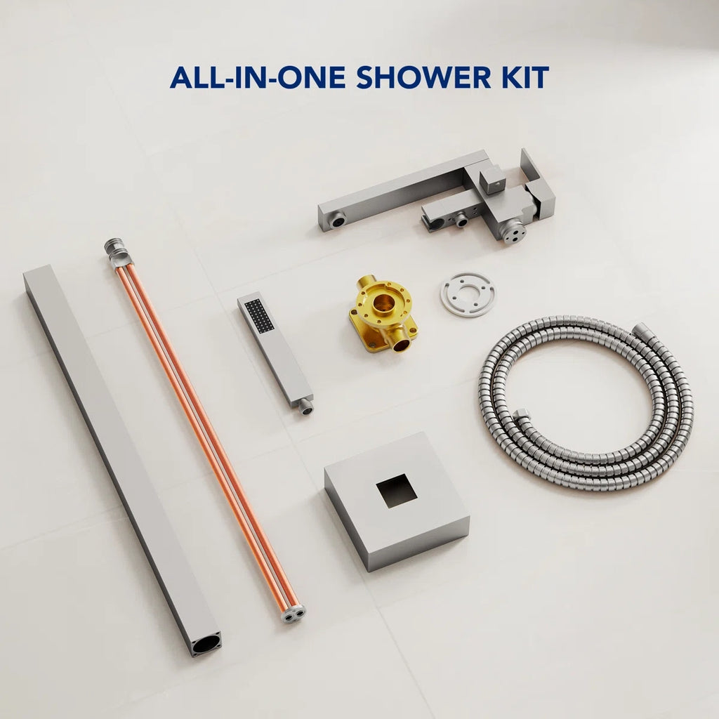 Freestanding Tub Filler Floor Mount Bathtub Faucet with Hand ShowerLP1093-YG - Brushed Nickel