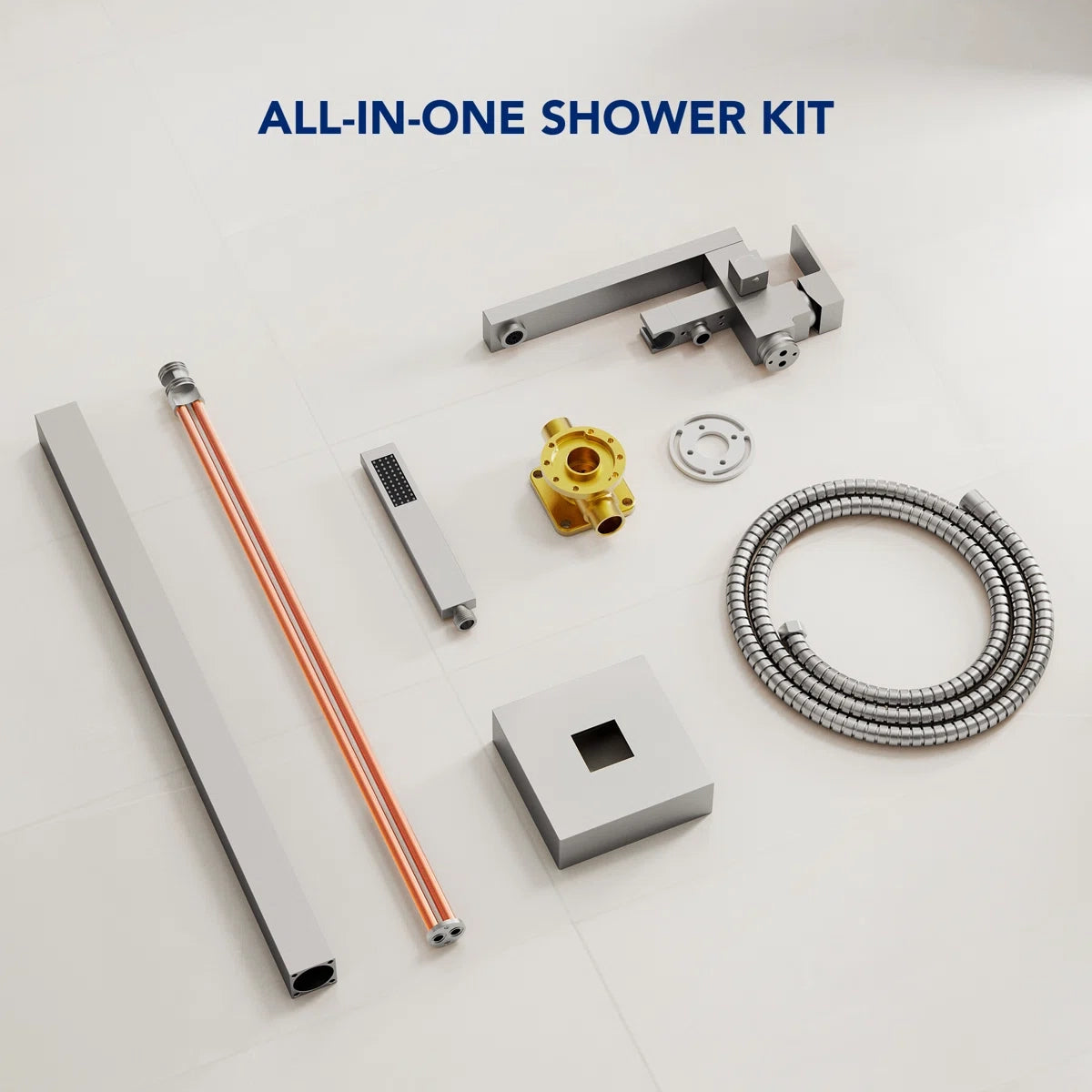Freestanding Tub Filler Floor Mount Bathtub Faucet with Hand ShowerLP1093-YG - Brushed Nickel