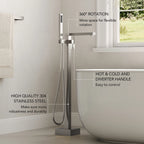 Freestanding Tub Filler Floor Mount Bathtub Faucet with Hand ShowerLP1093-YG - Brushed Nickel