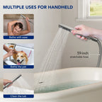 Freestanding Tub Filler Floor Mount Bathtub Faucet with Hand ShowerLP1093-YG - Brushed Nickel