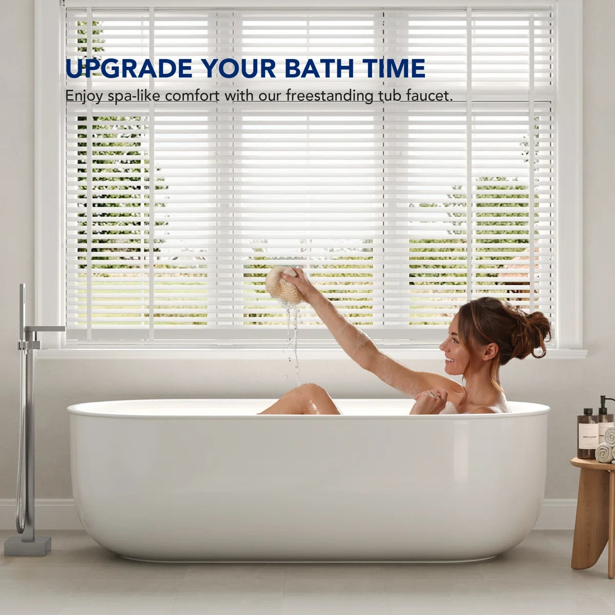 Freestanding Tub Filler Floor Mount Bathtub Faucet with Hand ShowerLP1093-YG - Brushed Nickel
