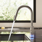 Pull Down Sprayer Kitchen Sink Faucet, Single Handle Kitchen Faucet with LED Light Base SFS-1092-NK - Brushed Nickel