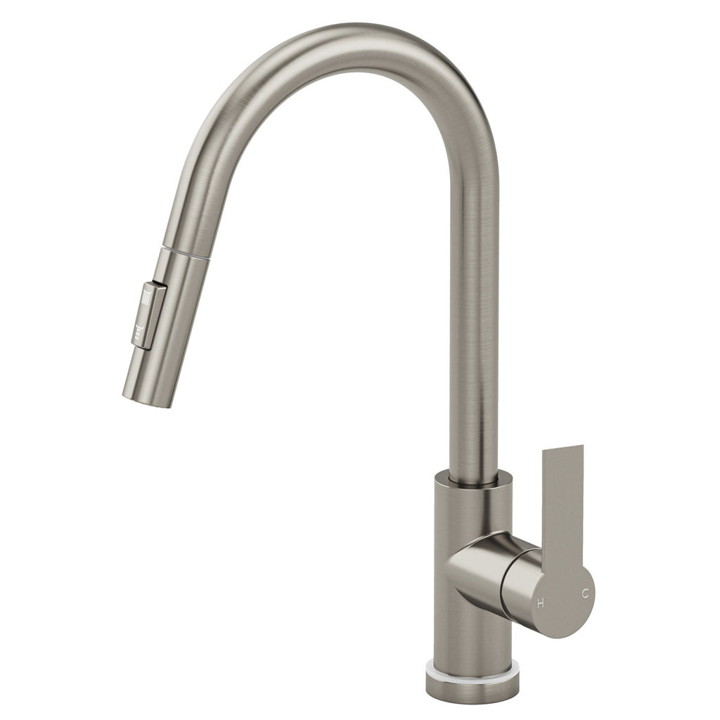 Pull Down Sprayer Kitchen Sink Faucet, Single Handle Kitchen Faucet with LED Light Base SFS-1092-NK - Brushed Nickel