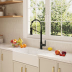 Contemporary Commercial-Style 2-Function Single-Handle Pull-Down Kitchen Faucet with LED Base SFS-1091-BK - Matte Black